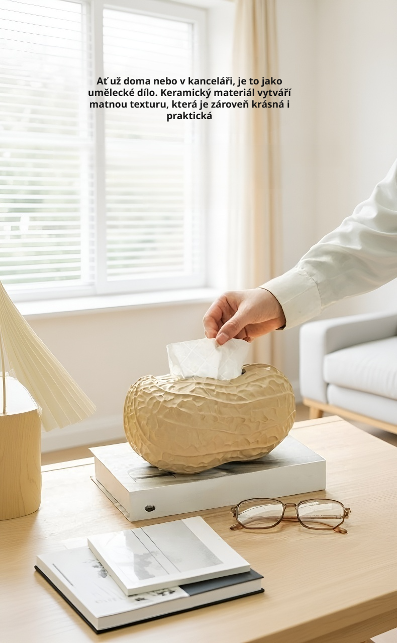 Moderní světle keramický box na ubrousky s arašídovým vzorem