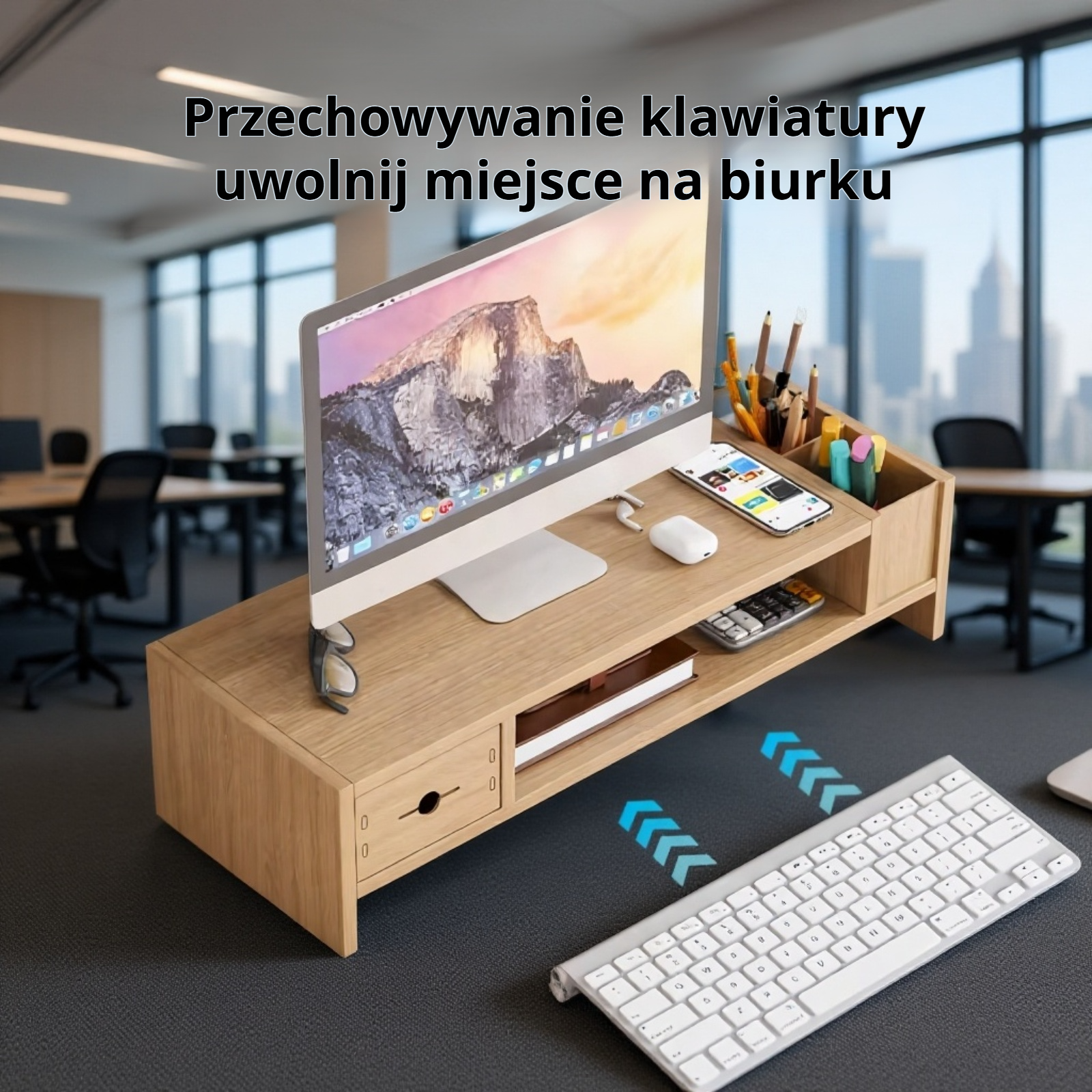 Podstawka pod komputer z funkcją przechowywania