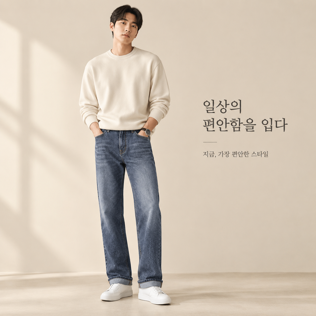 봄, 가을, 겨울 신상 패션 빈티지 스트레이트 남성 청바지