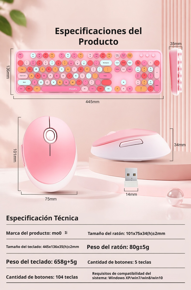 Teclado inalámbrico con teclas suaves