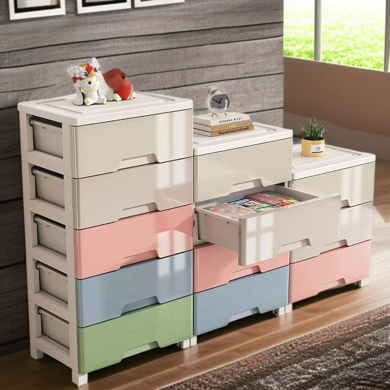 와이드 대용량 가정용 플라스틱 수납장 거실 침실 옷 장난감 수납장 서랍형 잡동사니 수납장