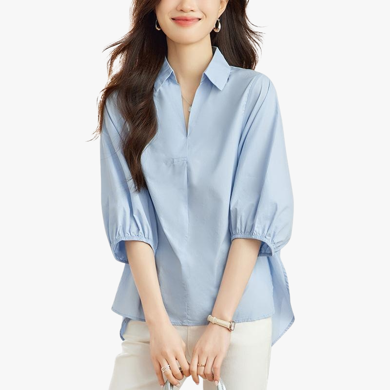 여성 칠부 옆트임 블라우스 봄여름 캐주얼 코디