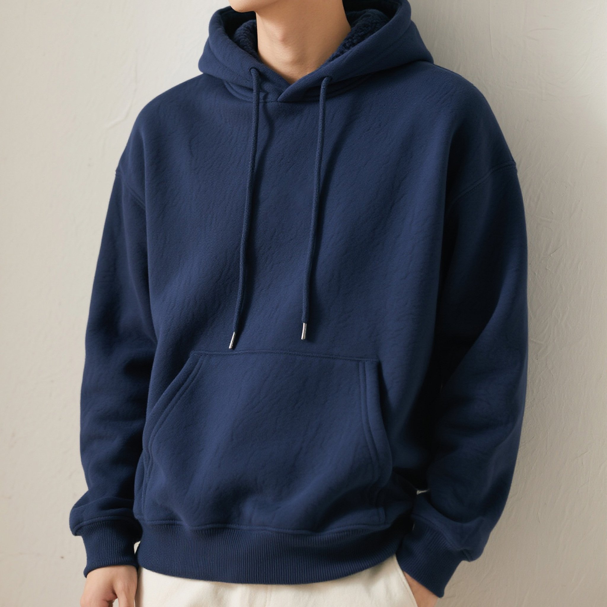 딥블루 컬러 두꺼운 베이직 맨투맨