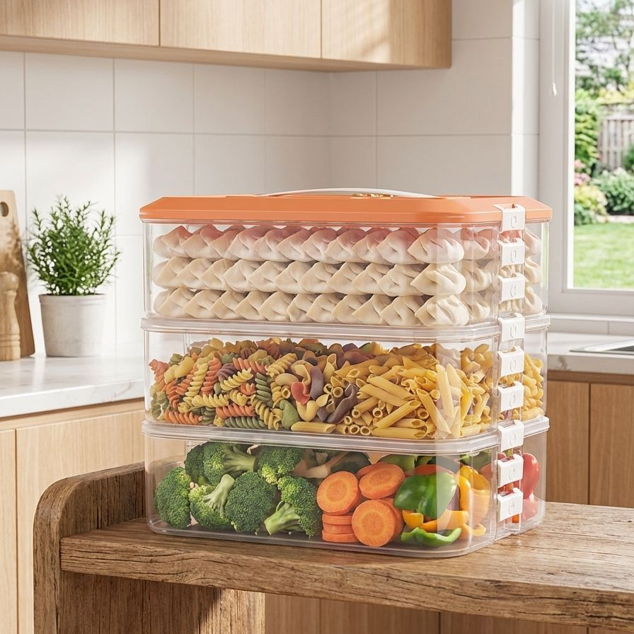 冷蔵庫で餃子を保存する容器イメージ