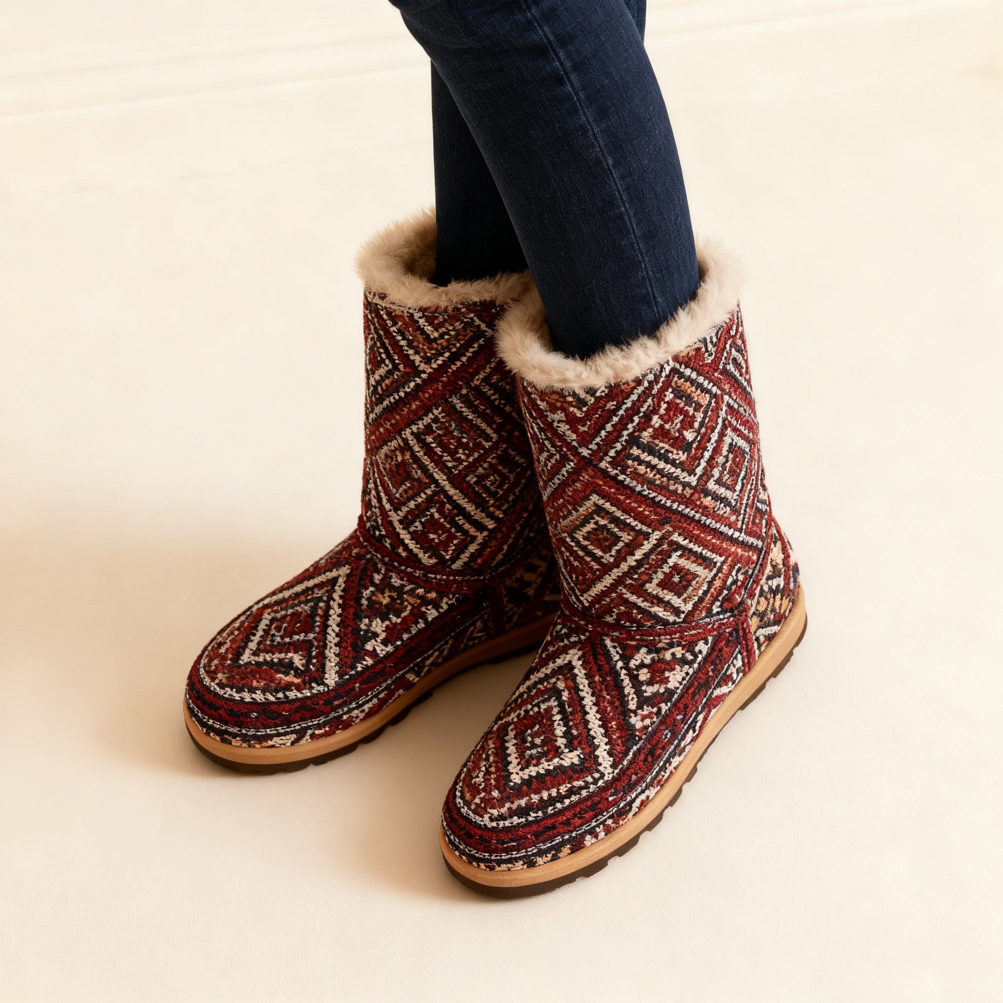 따뜻한 롱 레드 면화 부츠 (2켤레)