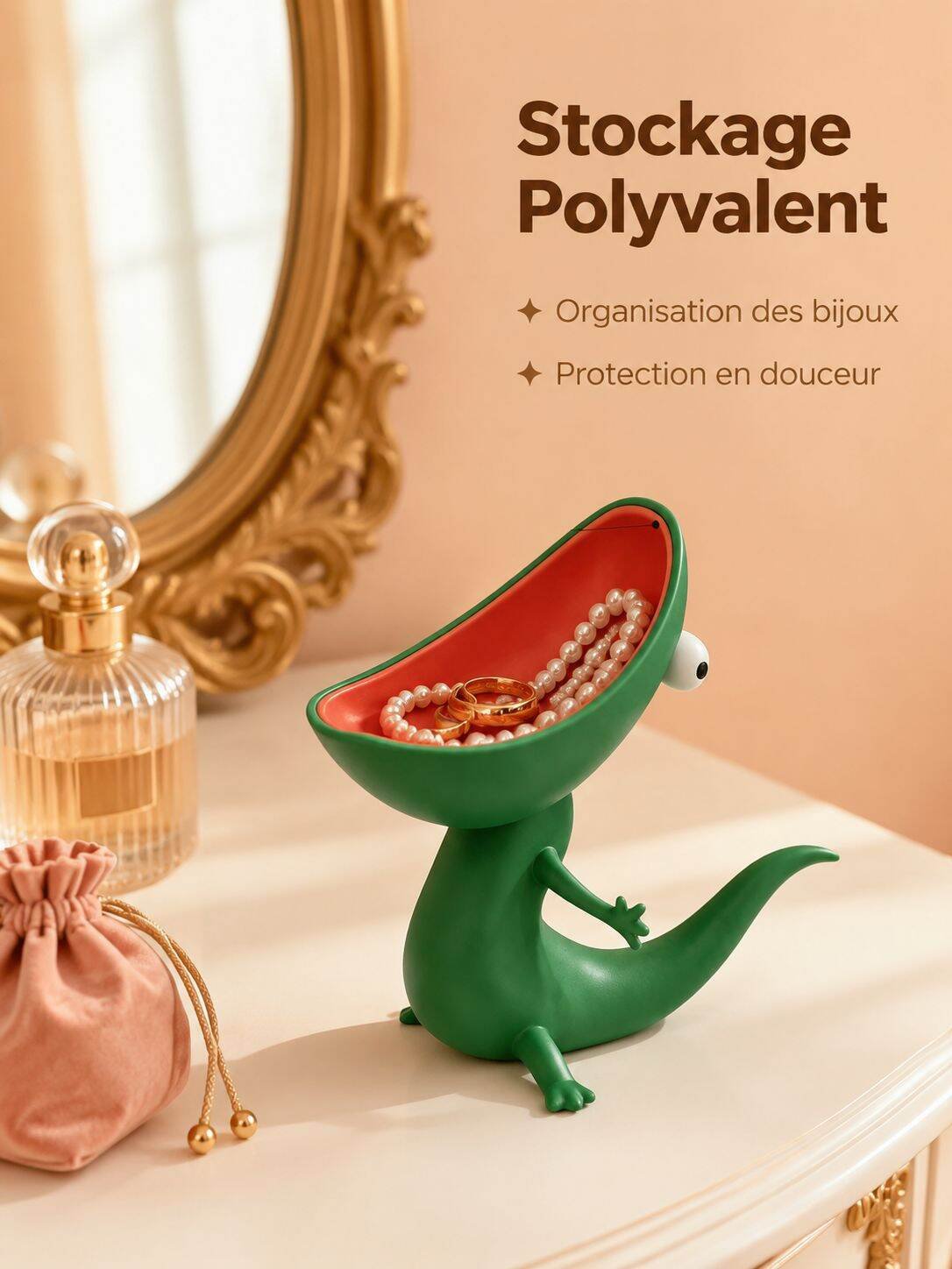 Boîte de rangement pour clés lézard en résine créative