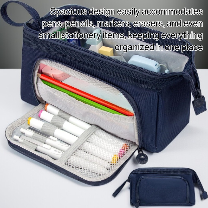 Large capacity portable pencil case