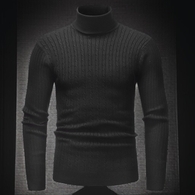 남자 폴라 니트 스트라이프 니트 옷깃이 높은 스웨터