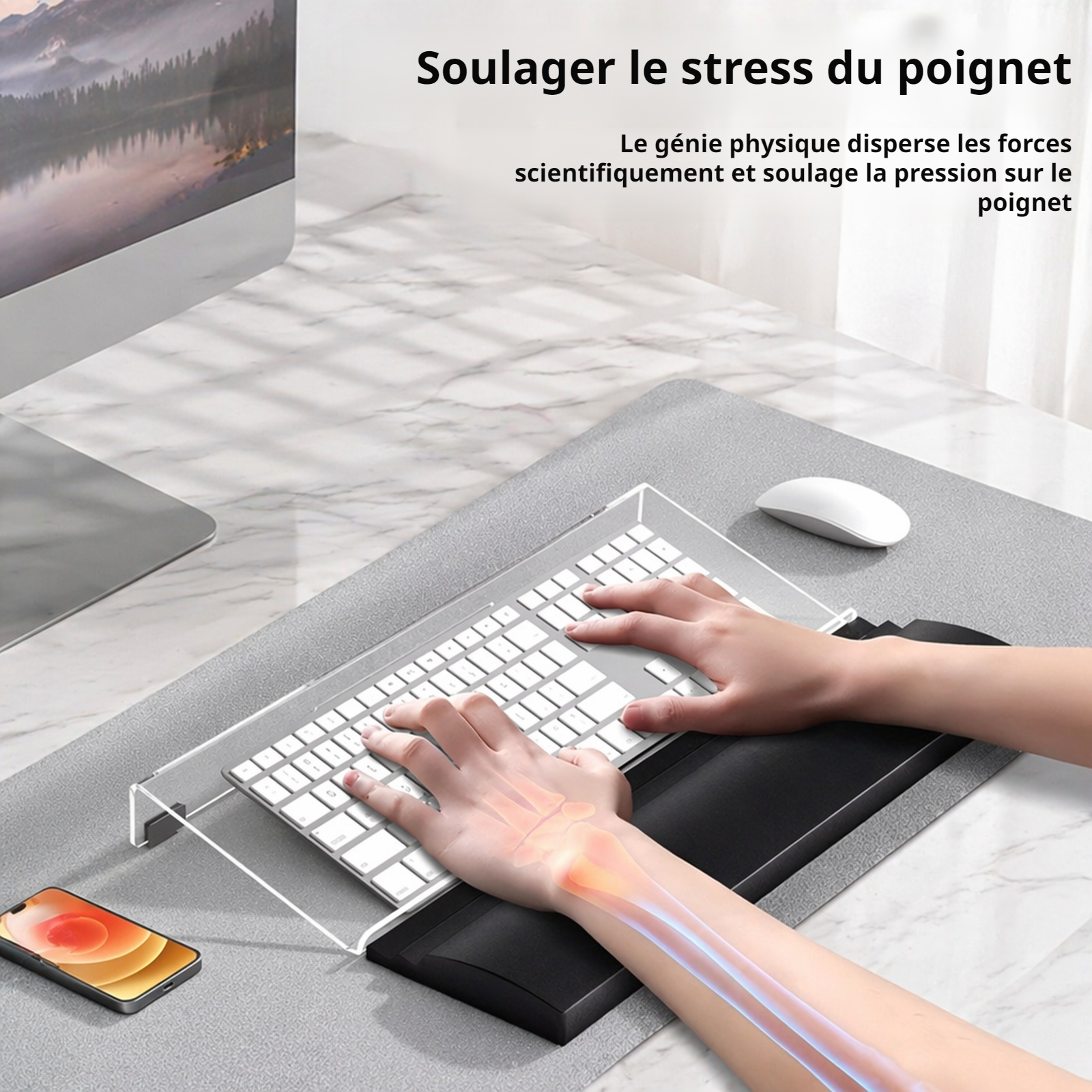 Ensemble repose-poignet clavier et tapis de souris en EPP pour bureau et maison
