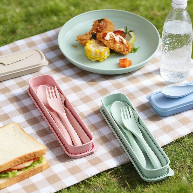 成人可擕式塑膠刀叉勺三件套
