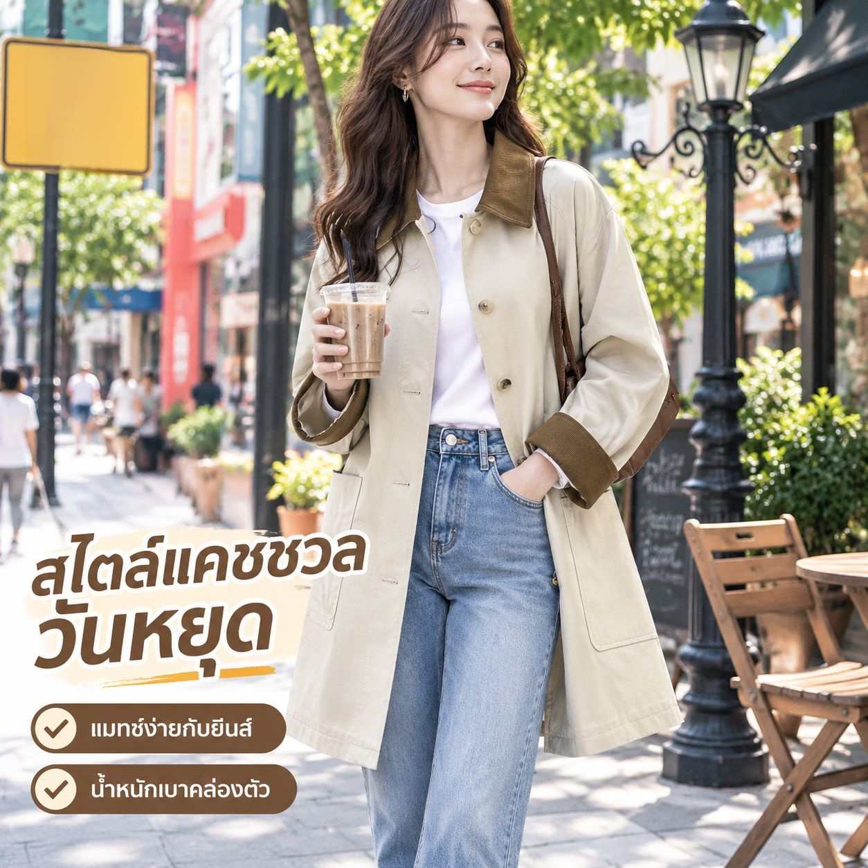 เสื้อโค้ทยาวผู้หญิง สีคากี สไตล์ญี่ปุ่น สำหรับฤดูใบไม้ผลิและใบไม้ร่วง