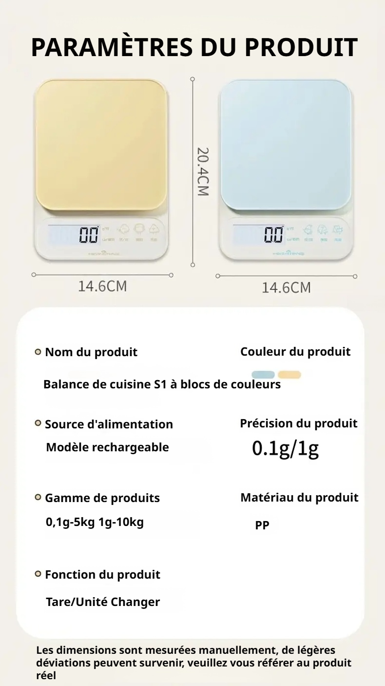 Balance de cuisine facile à nettoyer