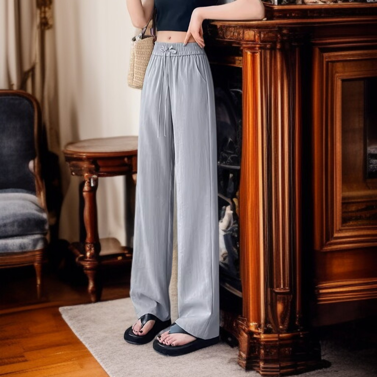 夏向け通気性抜群レディースパンツ