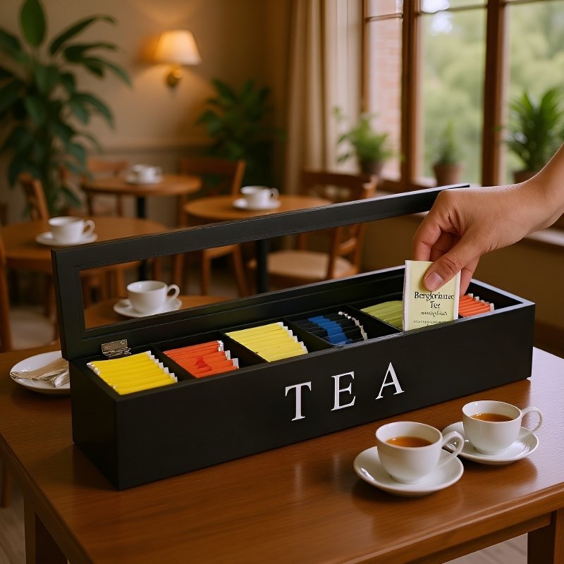 클래식 우드 티백 보관함