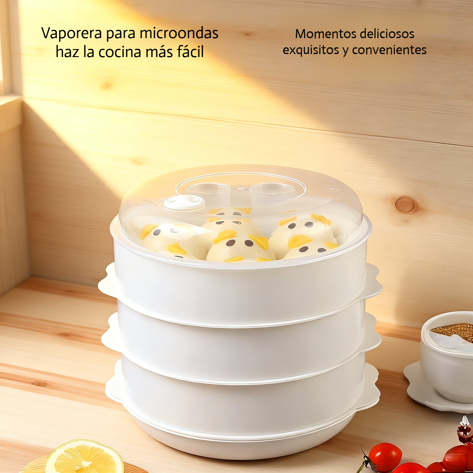 Vaporizador de plástico apilable para microondas