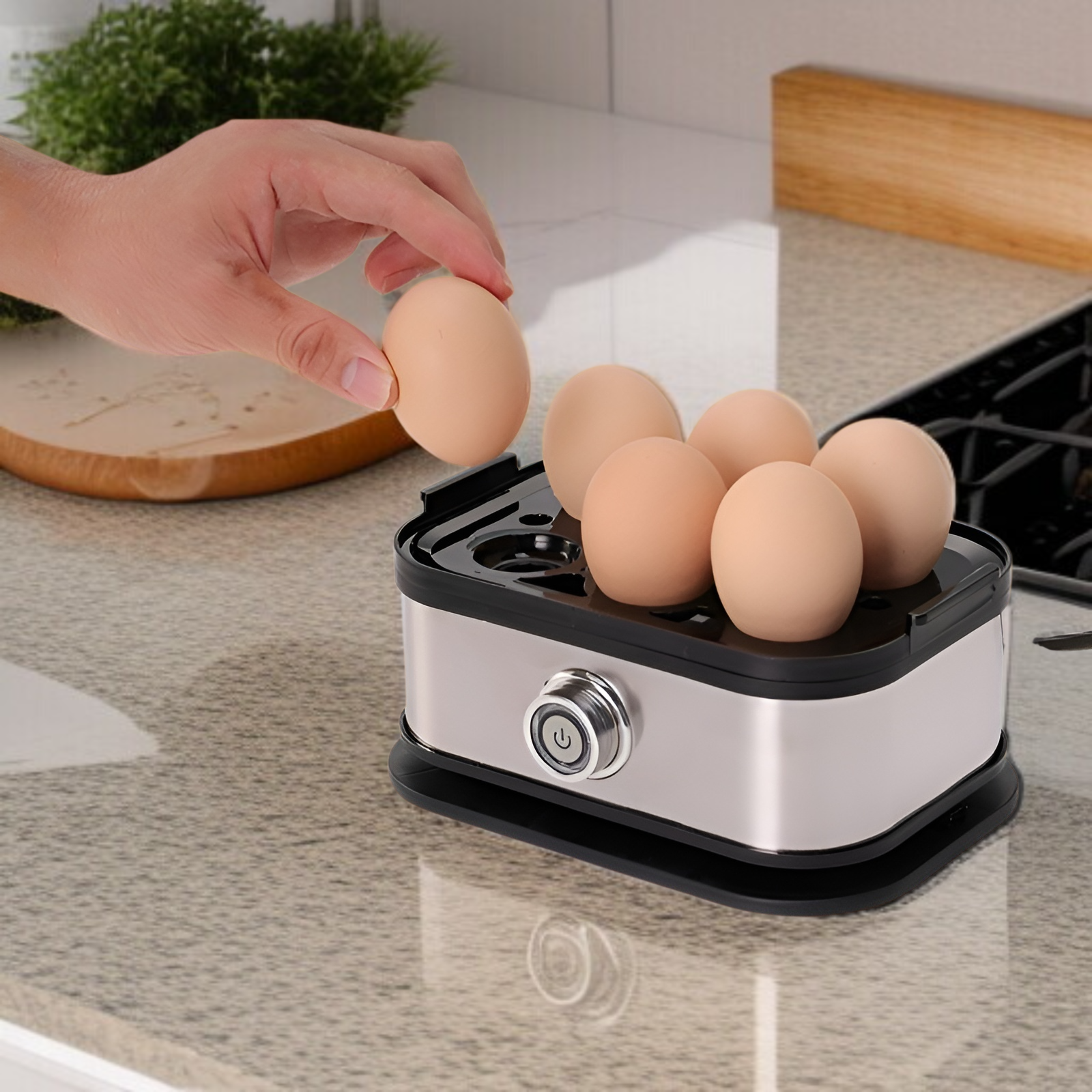 Stainless steel egg cooker electric steam cooker anti-dry burning one-button operation small mini po