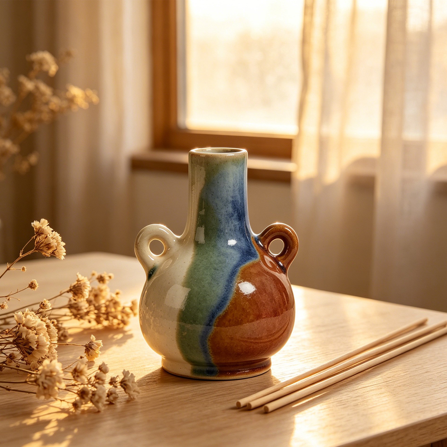 Keramikvase Set mit Kaltglasur (2 Stück)