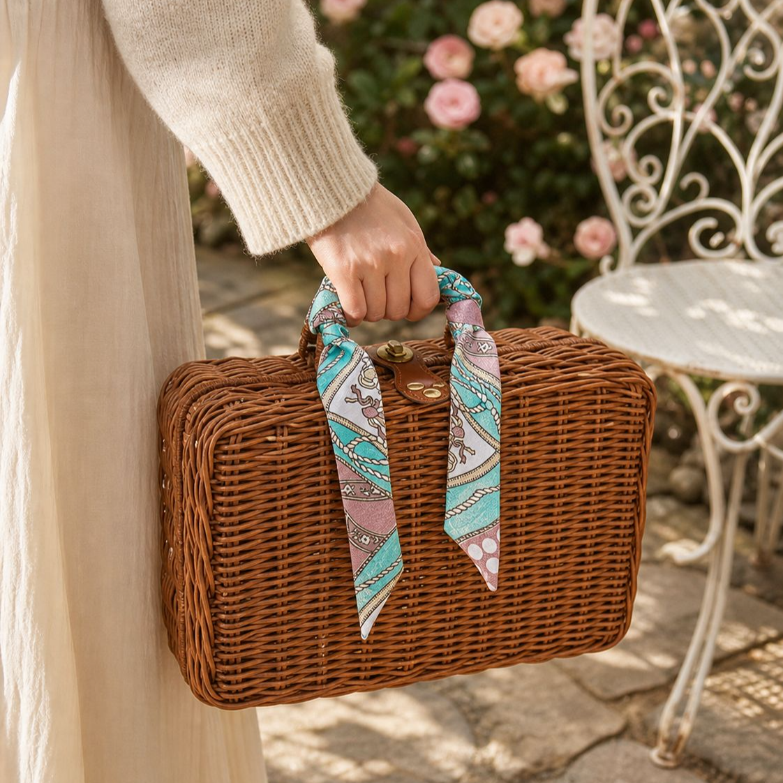 Rattan woven suitcase souvenir gift box hand-woven storage basket New Year holiday gift box photo pr