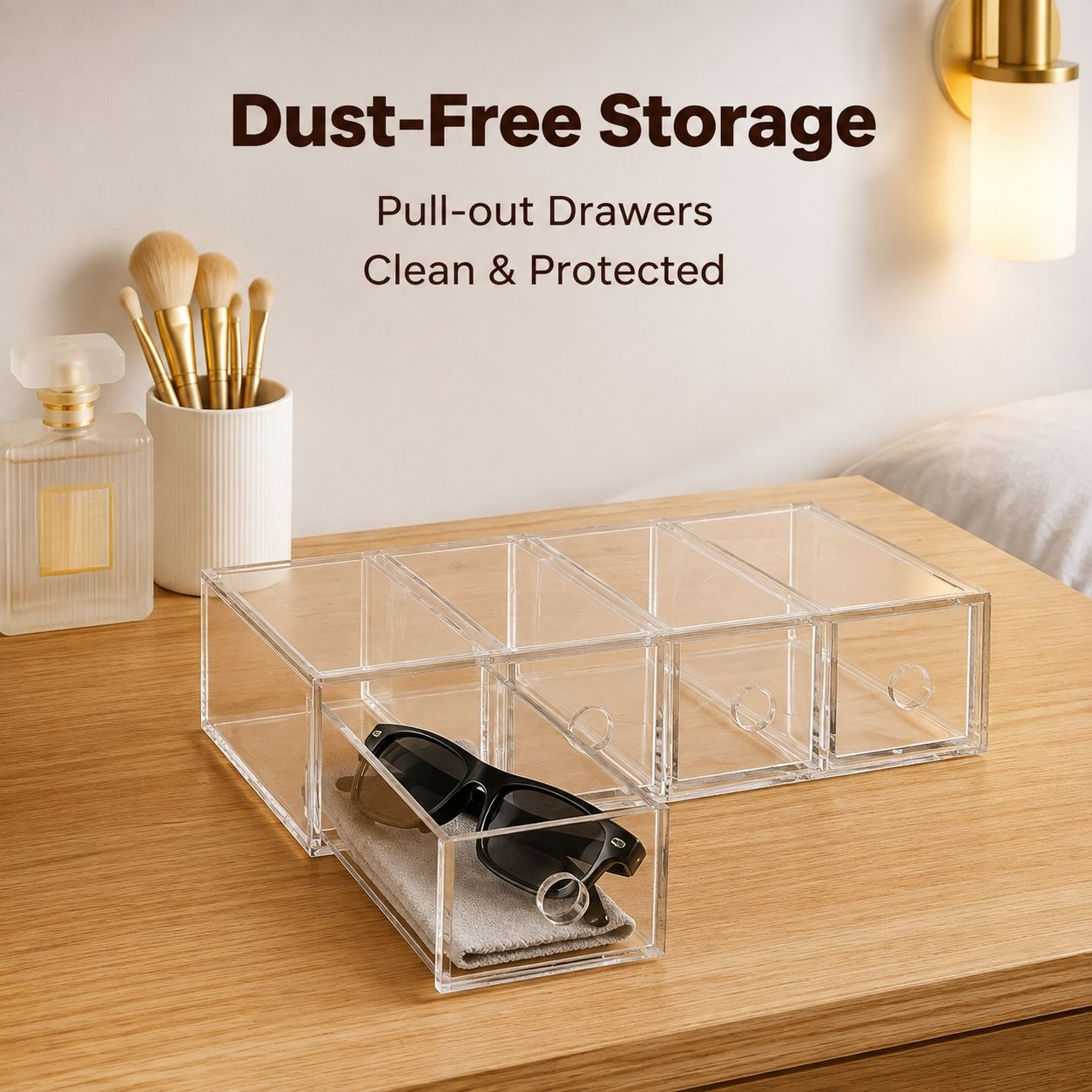 Multi-functional Drawer Glasses Box Transparent Myopia Glasses Storage Display Desktop Organizer