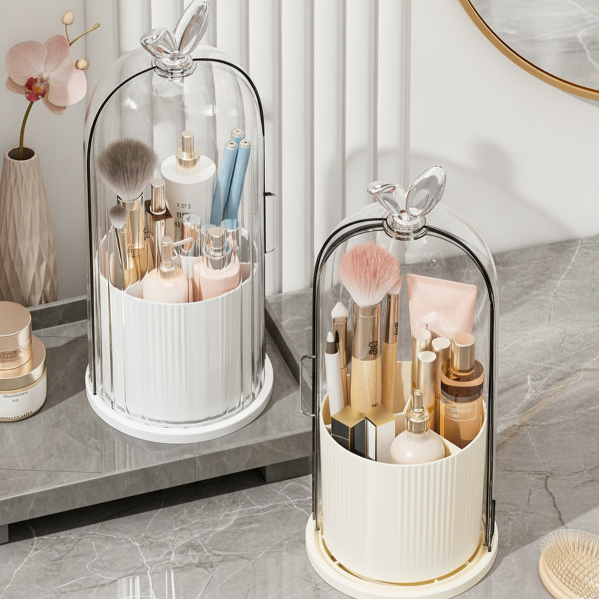 Rotating Dustproof Vanity Makeup Organizer