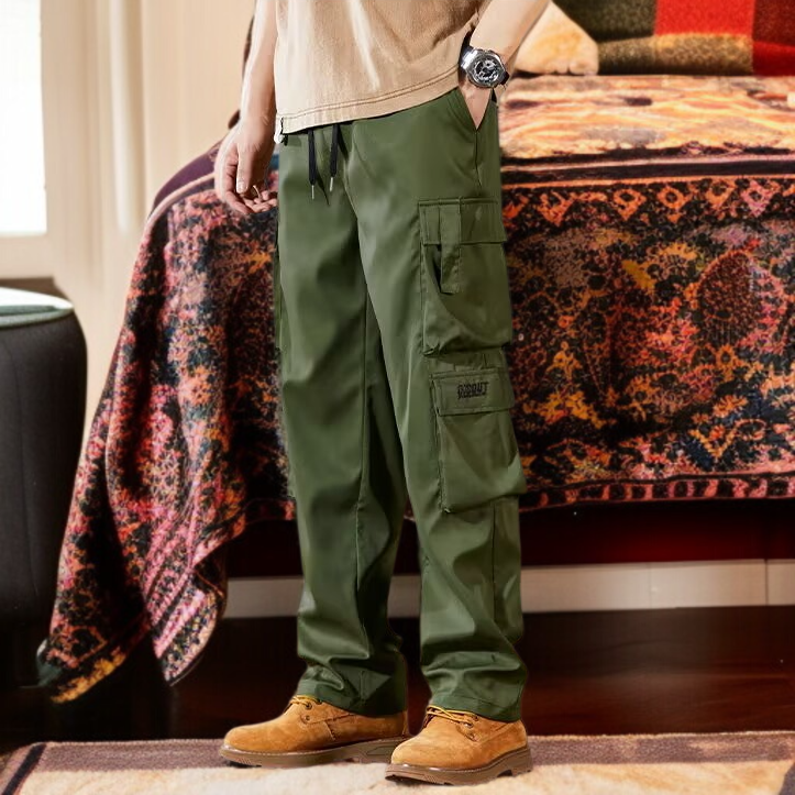 남자 빅사이즈 와이드 일자 카고 팬츠 남 가을 내마모 멀티 포켓 빈티지 카고 팬츠