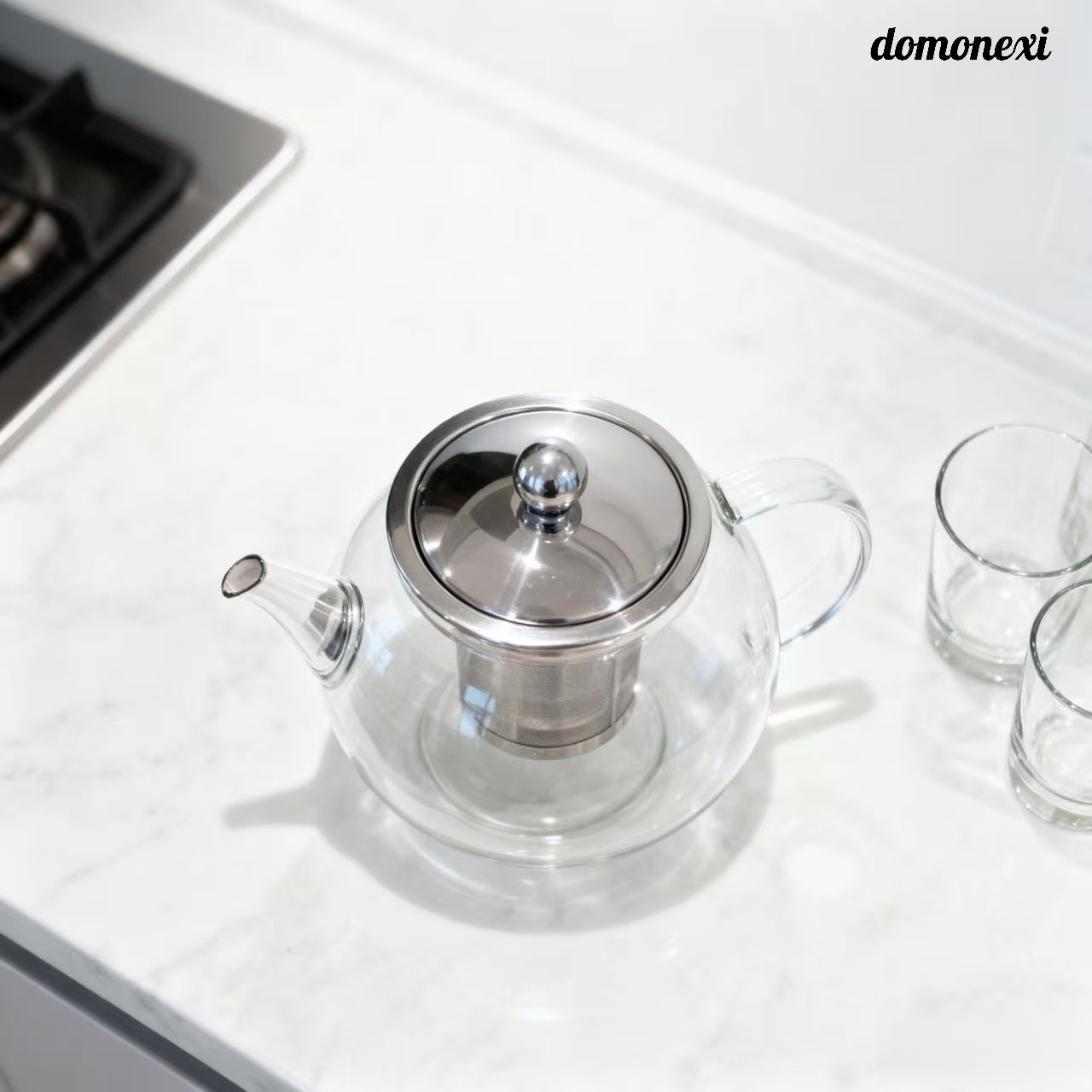 두꺼운 내열 유리 찻주전자 전체 이미지