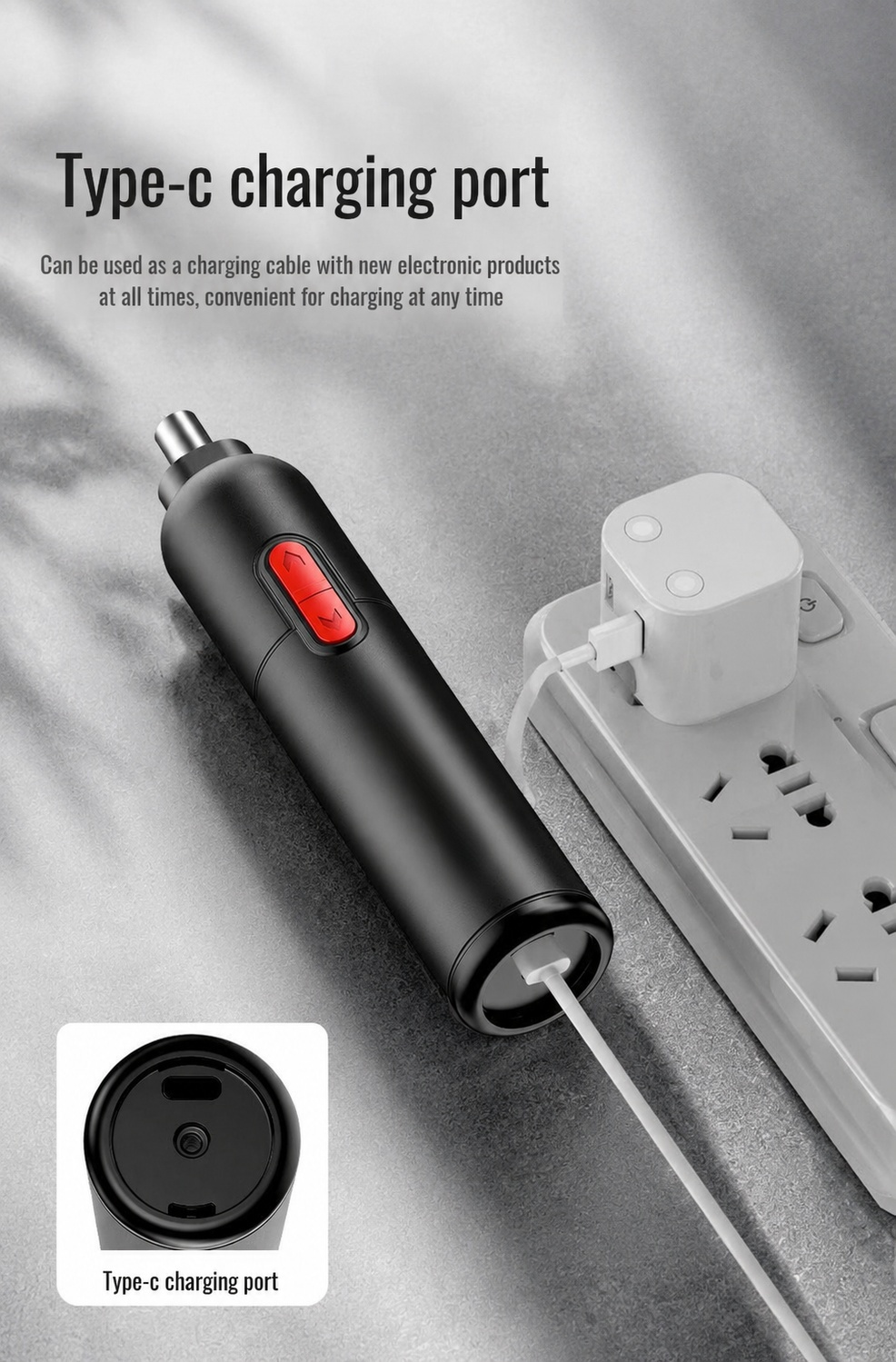 Compact electric screwdriver with LED light