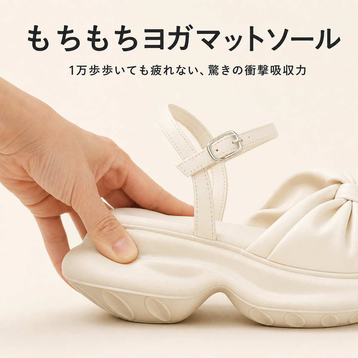 リボン飾り万能柔らかソール女性用サンダル