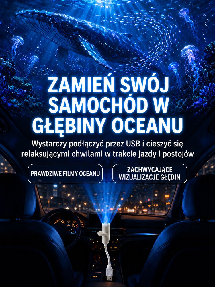 Kreatywna lampa z projekcją głębin morskich