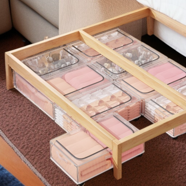 Under-Bed Storage Box with Wheels, Moisture Resistant, Ideal for Clothes and Blankets