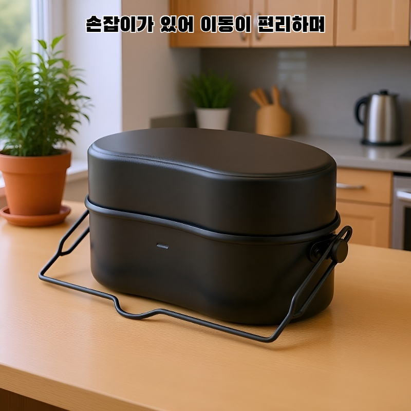 손잡이가 있는 이중 알루미늄 도시락통