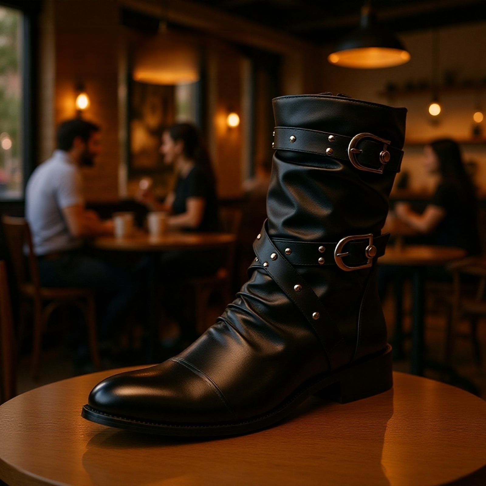 トレンドマーティンブーツ 中筒スタイリッシュ裏起毛保温レザーブーツ メンズ