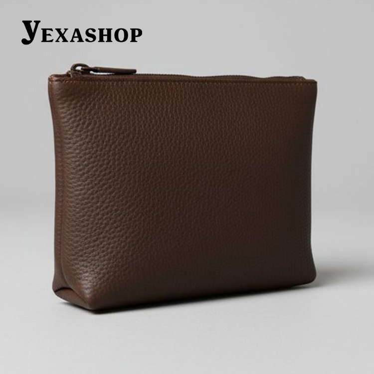 여행용 갈색 가죽 보관 가방