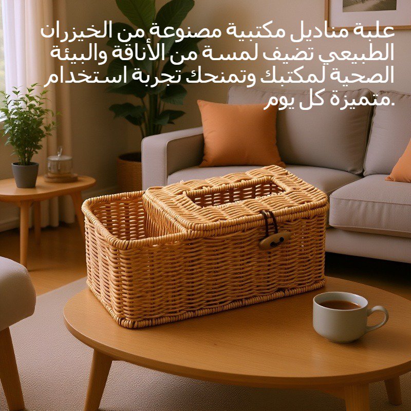 علبة مناديل مكتبية من الخيزران