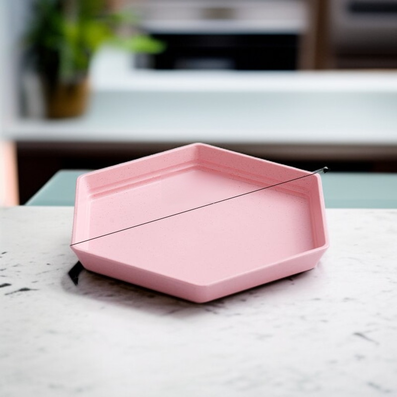 家用麥稈六角厚型串骨餐盤 水果盤 蔬菜盤