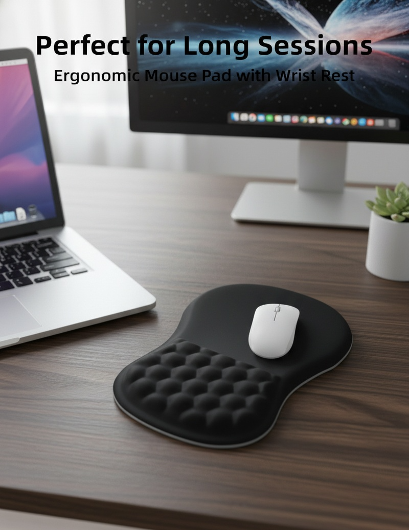 Ergonomic Slope Mouse Pad with Black Foamed PU Base