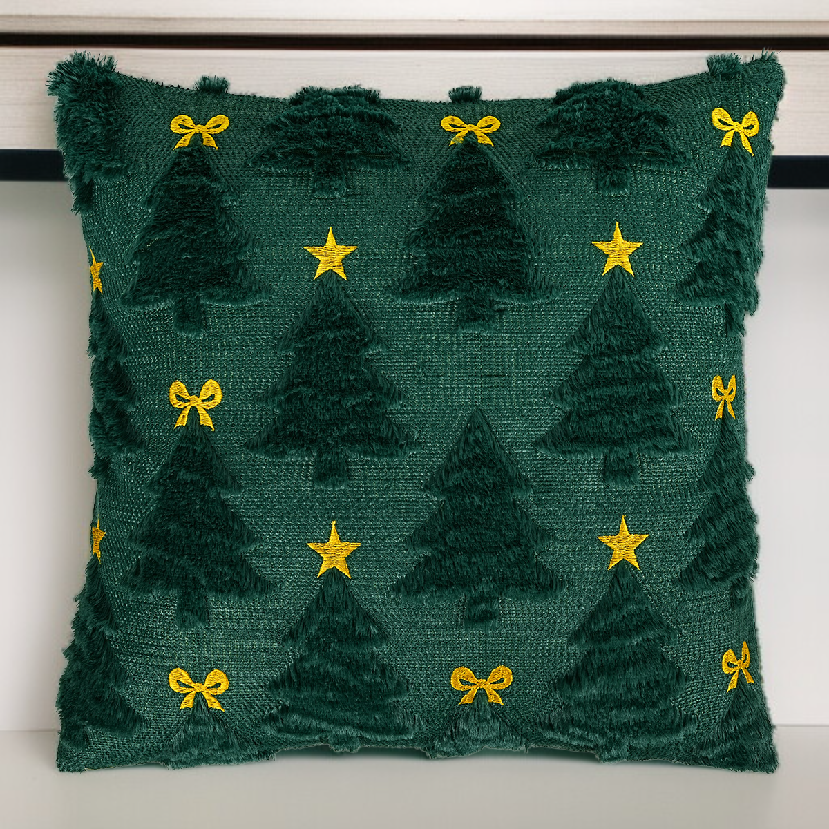 크리스마스 베개 커버 리본 오각별 크리스마스 트리 베개 커버