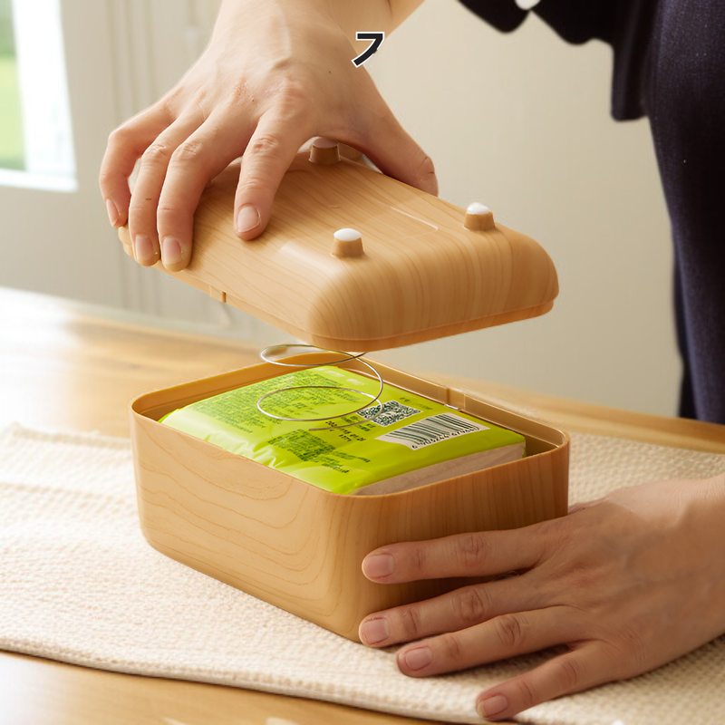 Boîte à mouchoirs effet bois naturel