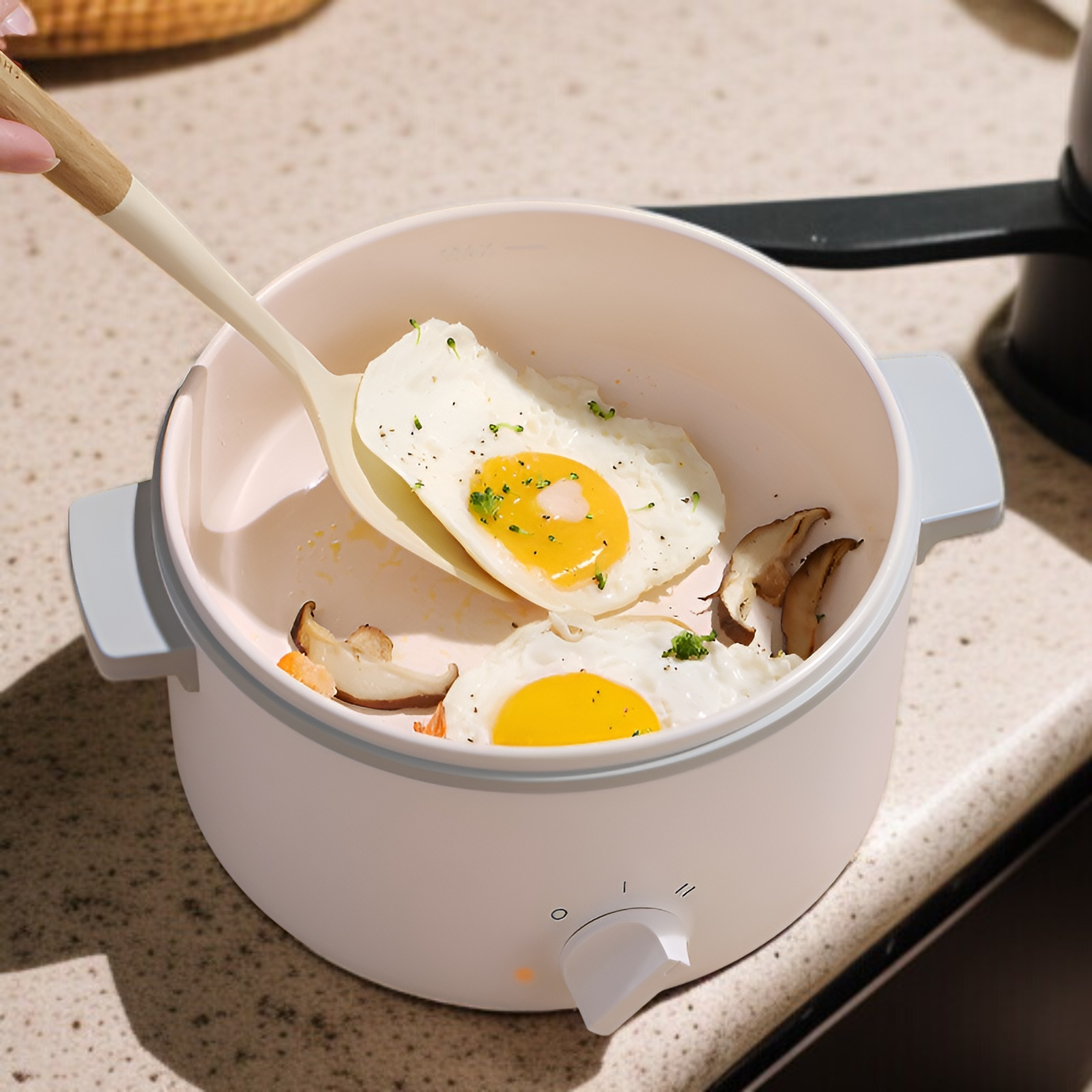 Kompakter multifunktionaler Tisch-Dampfgarer, 1,5L Kapazität, Zwei-Etagen, Schimmelresistent