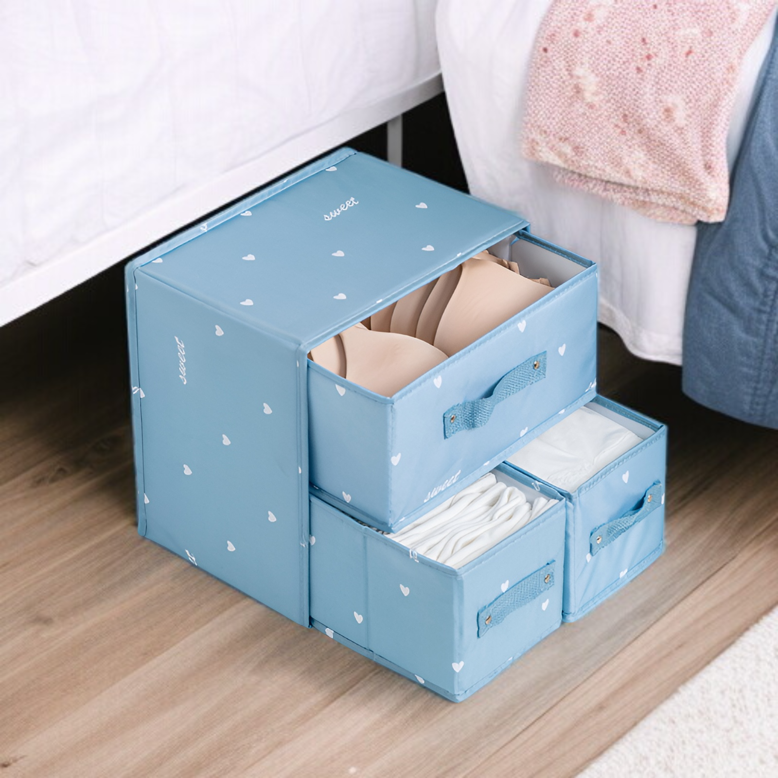 新しい引き出し式衣類収納ボックス収納家庭用バスケットボックス収納ボックス布製ワードローブ収納ボックス衣類大型ボックス