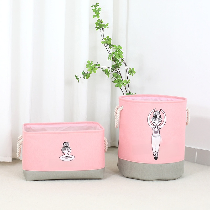 소녀풍 패브릭 수납바구니 의류 장난감 정리함