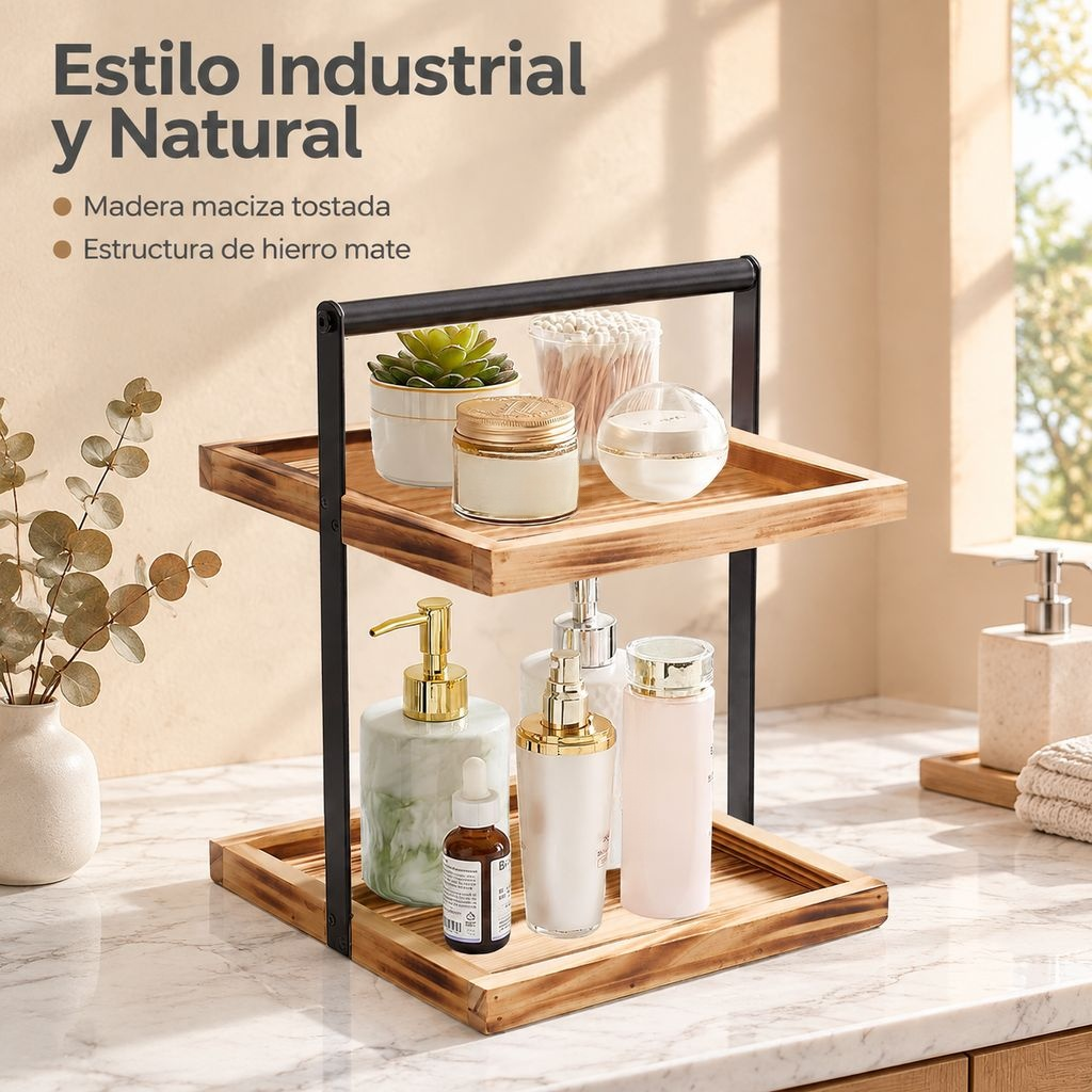 Estante organizador de baño de dos niveles