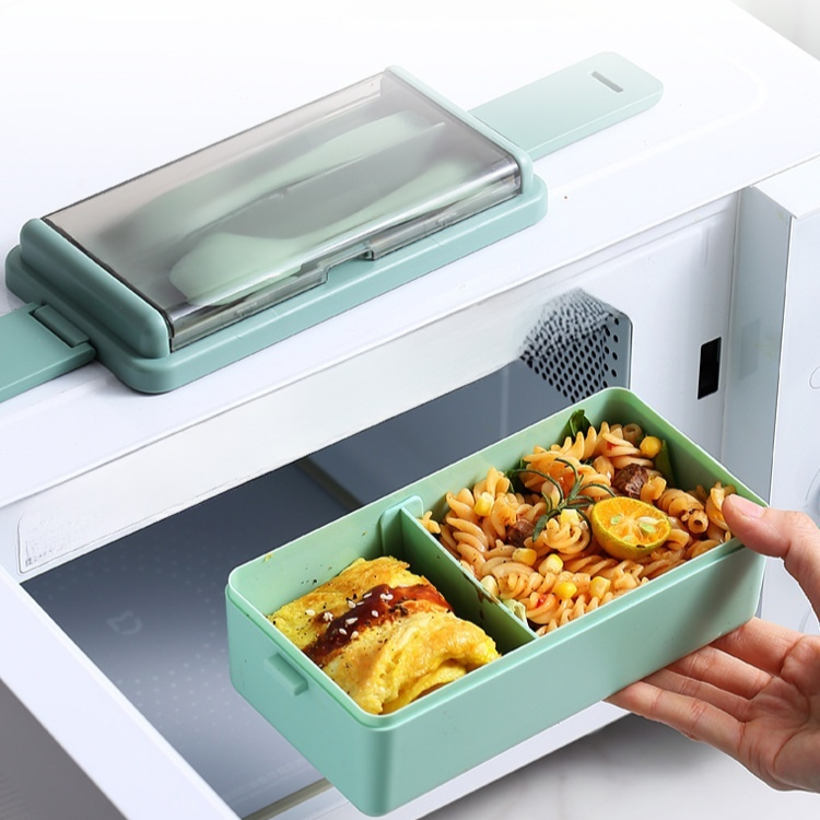 Lonchera de doble capa, gran capacidad, portátil, con compartimentos, apta para microondas