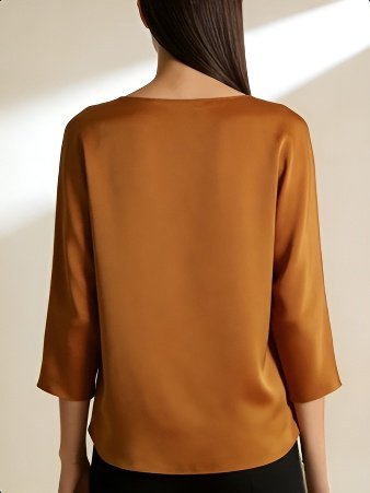 Seiden fließende Chiffonbluse mit Dreiviertelärmeln