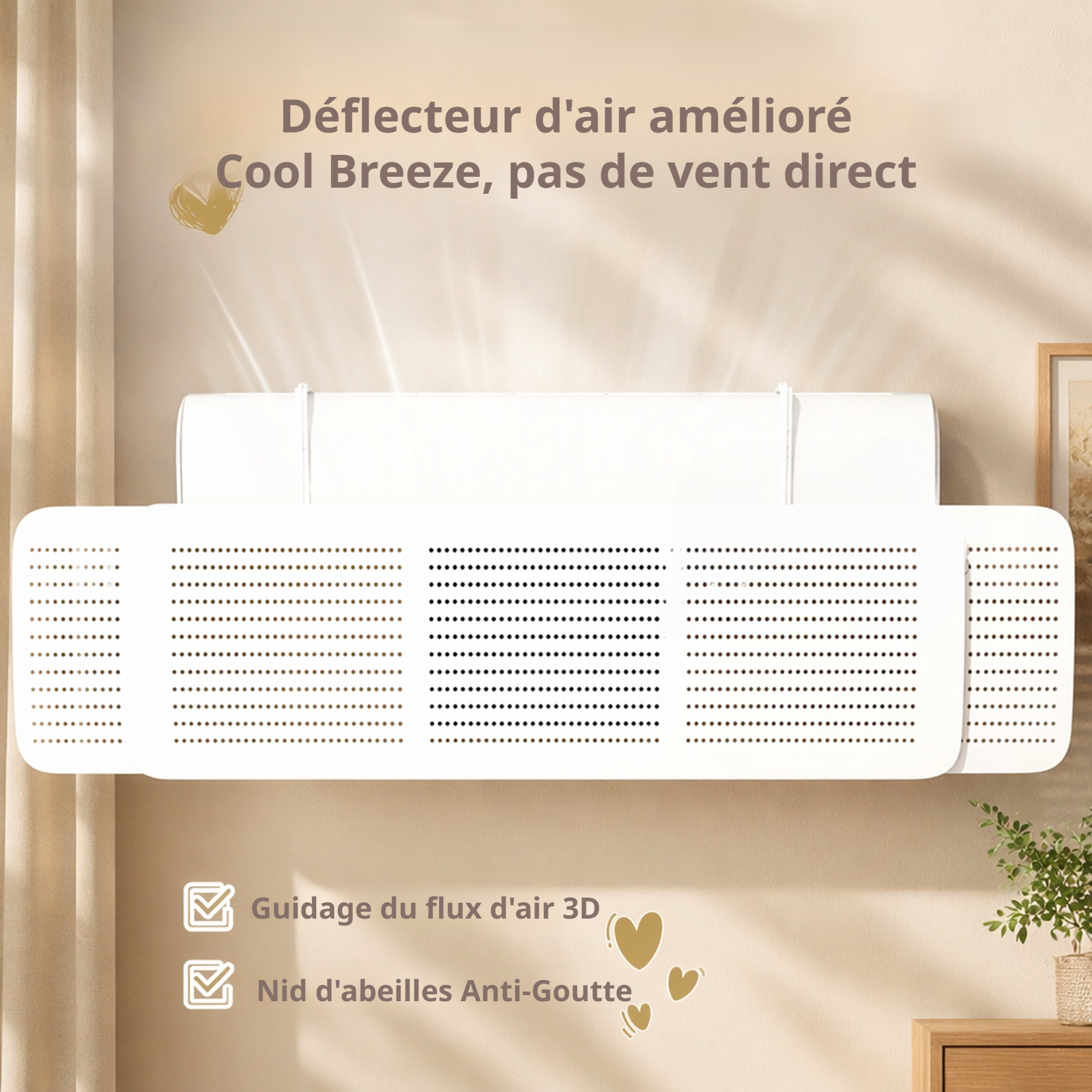 Déflecteur de climatisation anti-vent direct, protège la santé