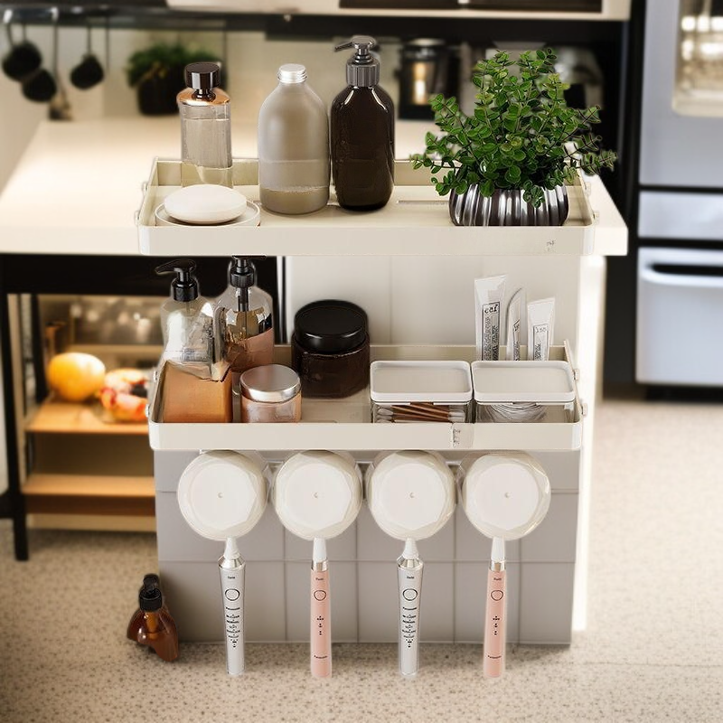 Wiszący na ścianie stojak na szczoteczki i kubki do płukania ust bez wiercenia do łazienki