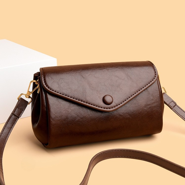 多層隔層柔軟皮革風琴斜挎包