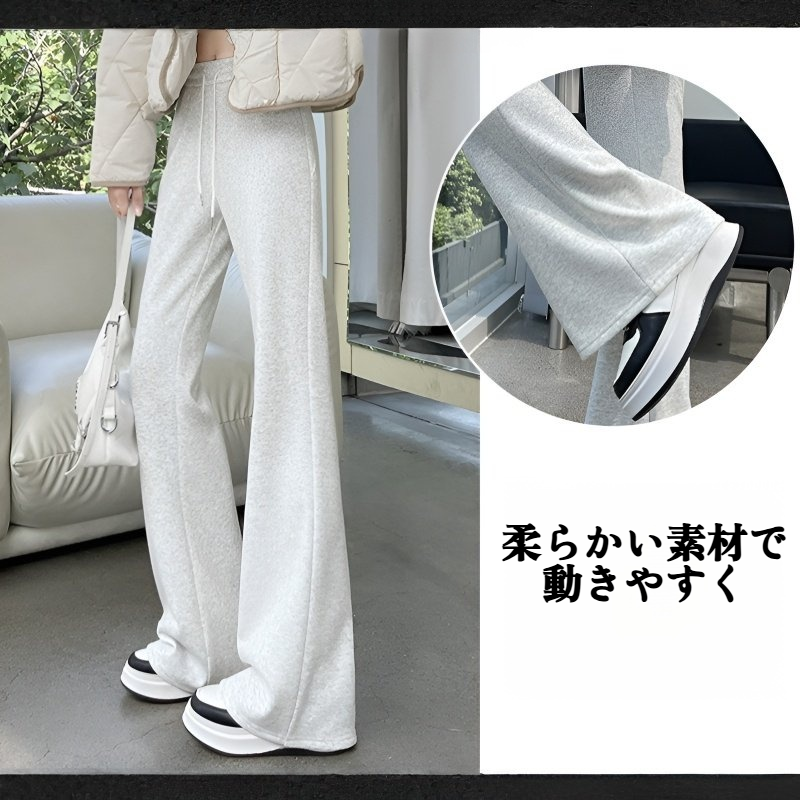 フリース素材で防寒性抜群のスウェットパンツ