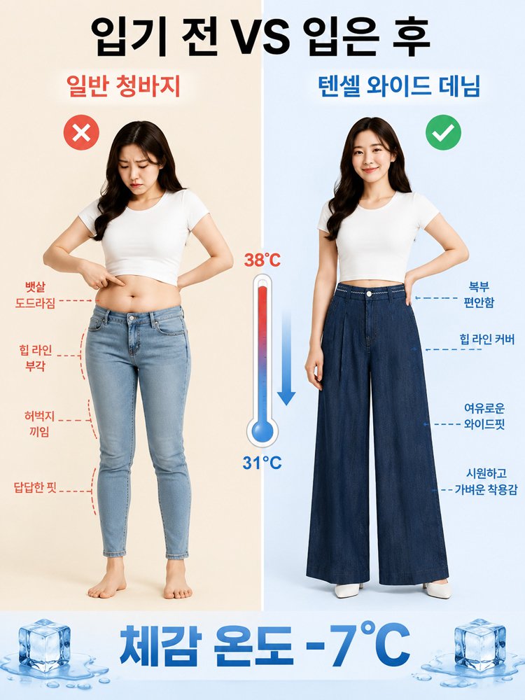 쿨링 텐셀 와이드 데님 팬츠