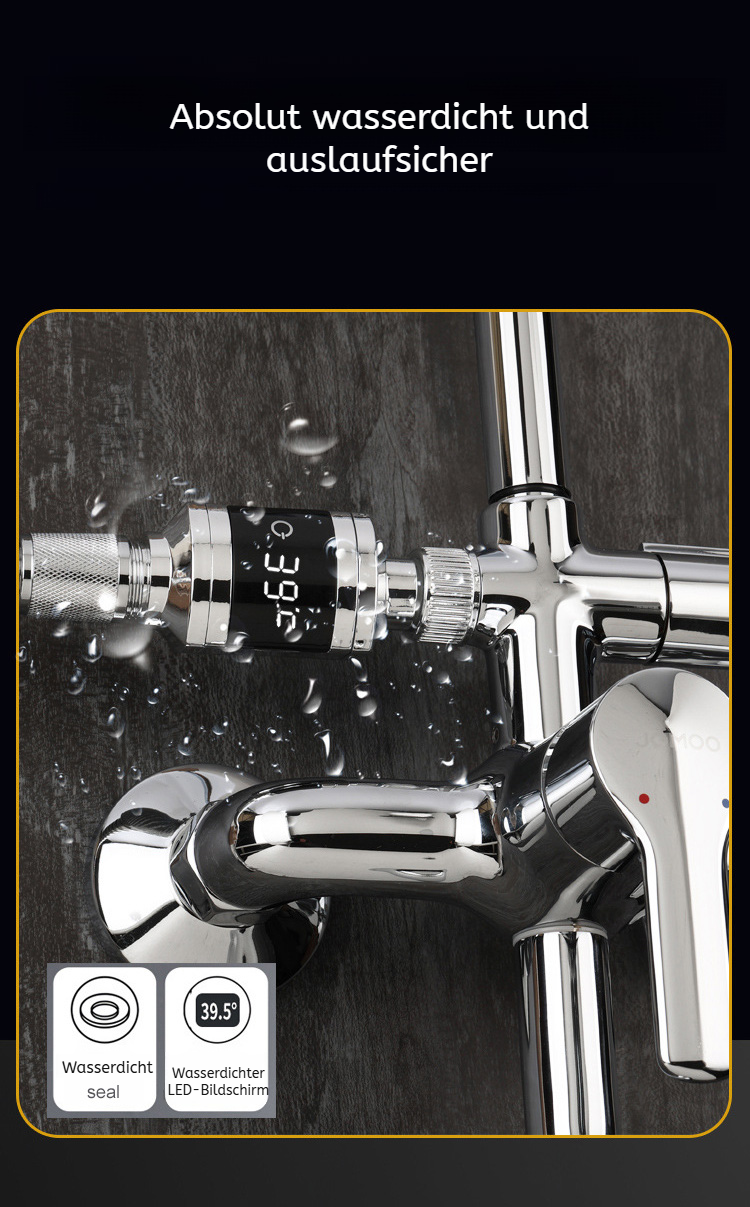 Einfache Installation des Duschkopfes mit Temperaturanzeige